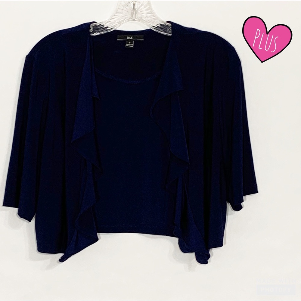 R & K Women’s Plus Size  Navy Cropped Jacket